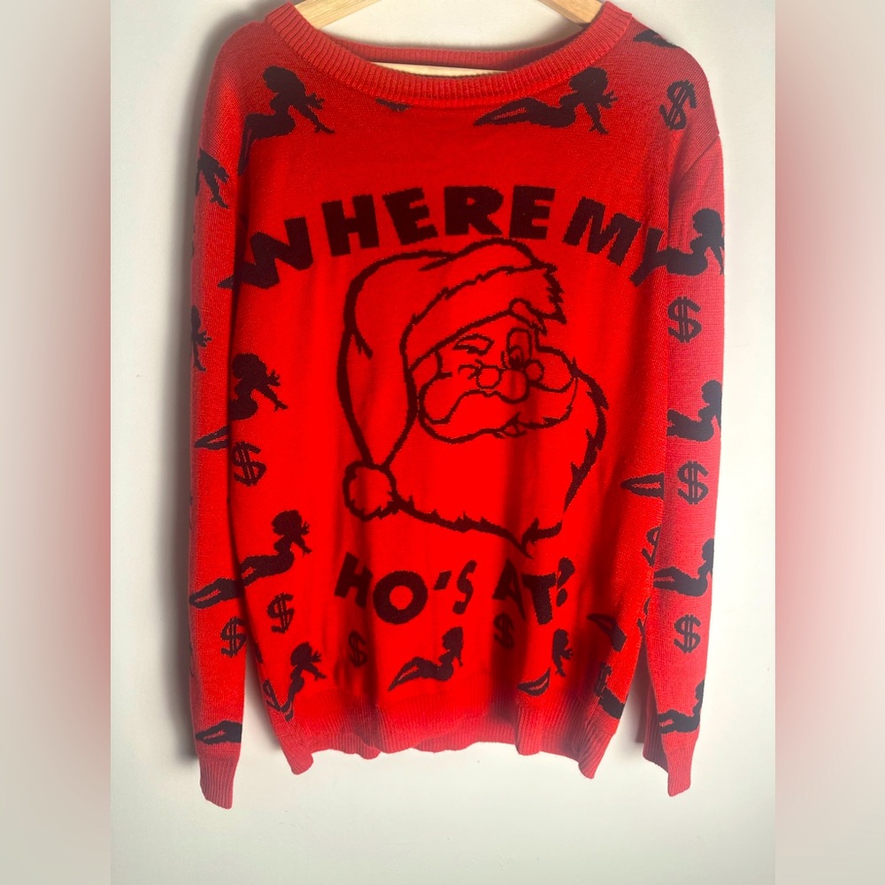 FUN.COM Men’s Large Pullover Crew Neck Adult Humor Christmas Ugly Sweater